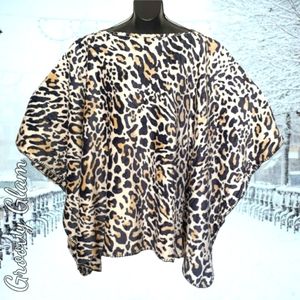 GROOVY GLAM Leopard Mink Plush Poncho Handmade